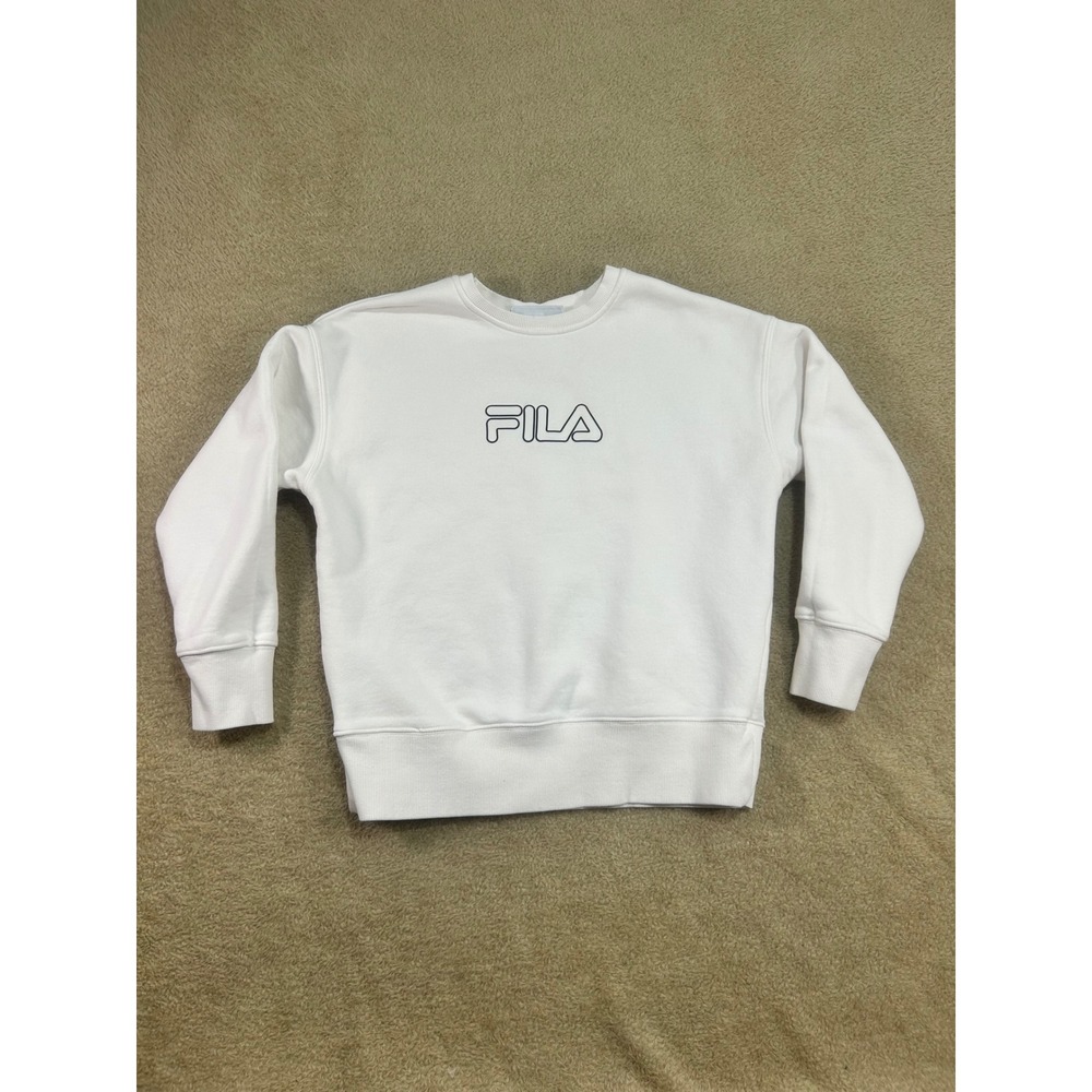 FILA White Crewneck Sweatshirt Embroidered Logo Women's S‎